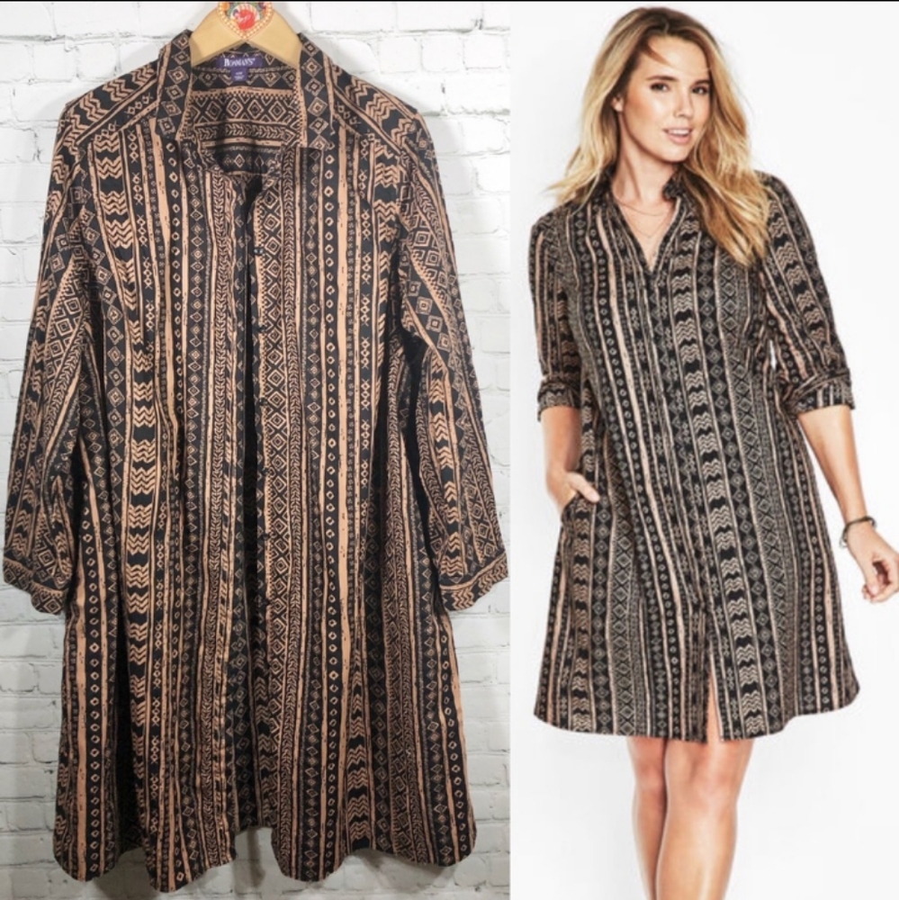 Aztec Print Button Down Dress